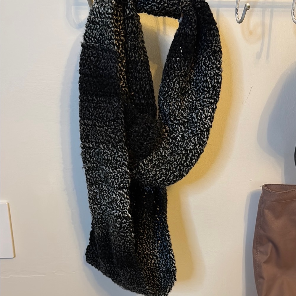 Elegant Black and Gray Knit Infinity Scarf